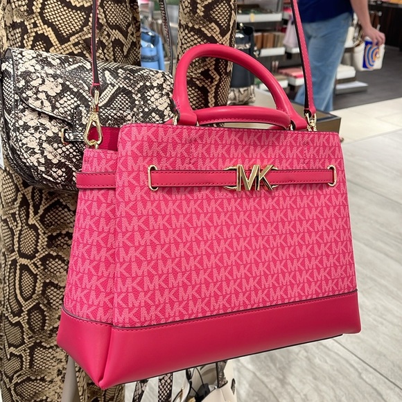 MICHAEL KORS 
Reed Large Graphic Logo Belted Satchel
Electric Pink 
NWT - Picture 6 of 16